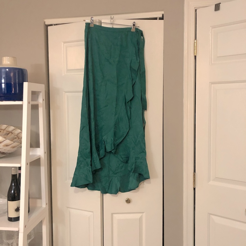 Emerald Jacquard High/Low Wrap Skirt - CHELSEA28